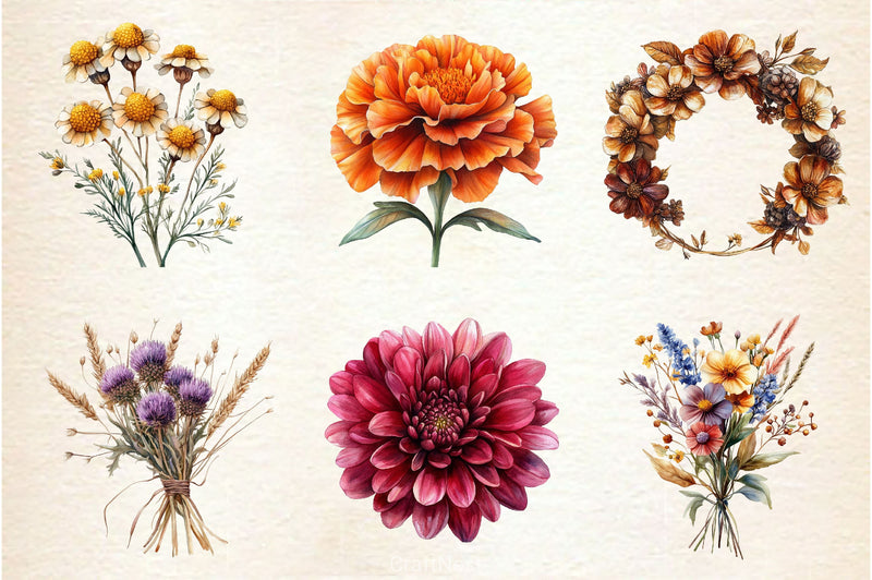 Autumn Wildflowers Clipart Bundle 9 - CraftNest - Digital Crafting and Art