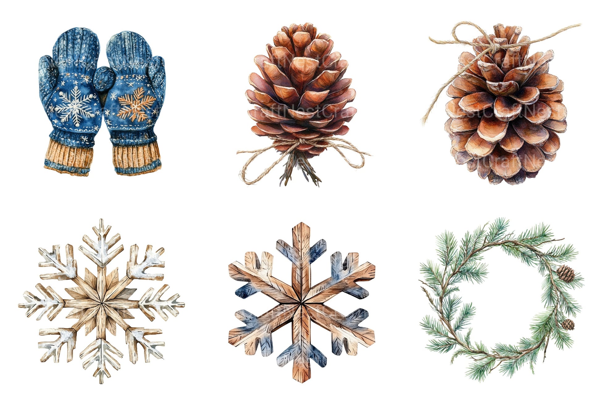 Rustic Winter Christmas Clipart Bundle 2 - CraftNest - Digital Crafting and Art