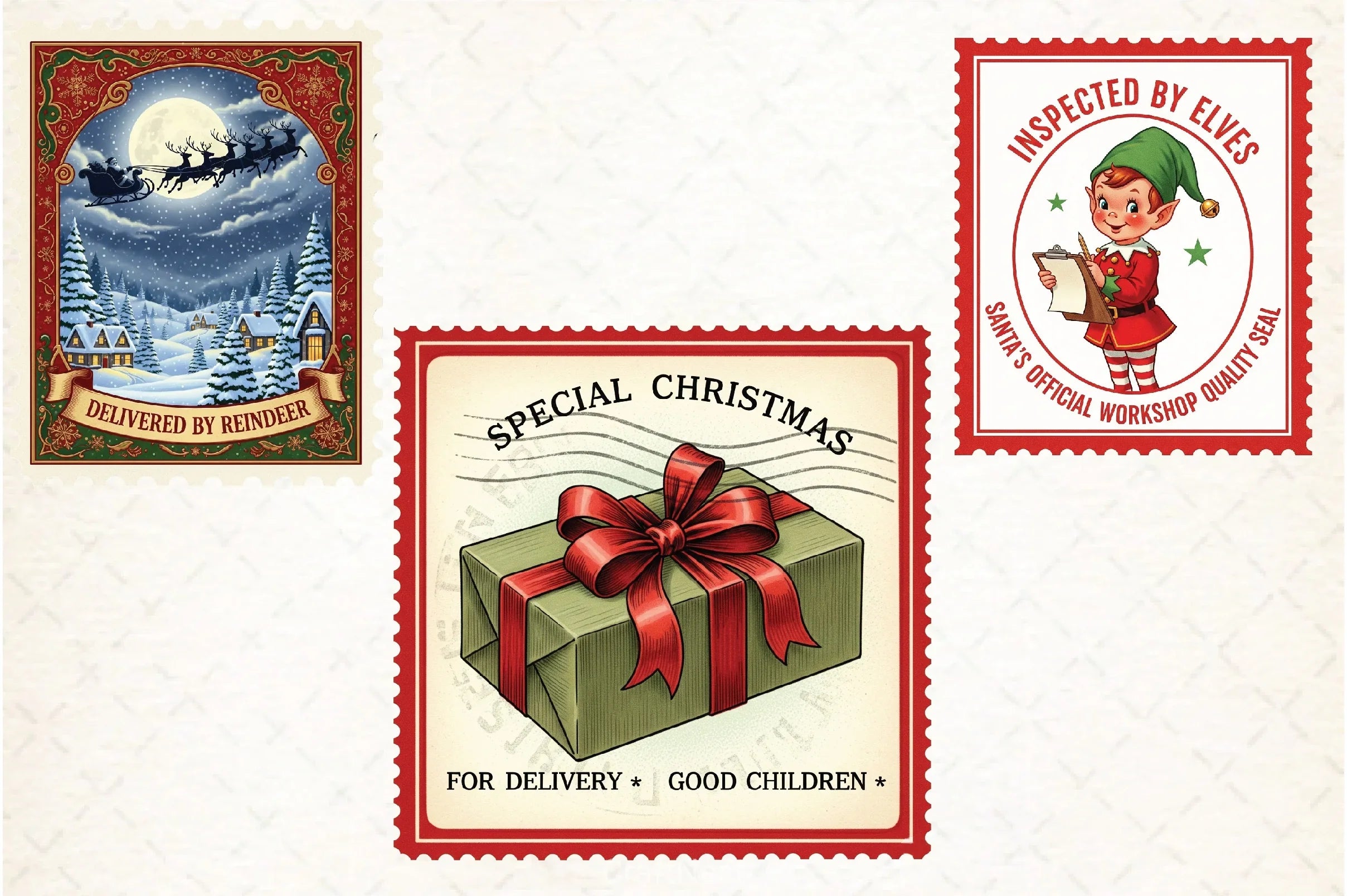 Vintage Christmas Stamps Clipart Bundle - CraftNest - Digital Crafting and Art