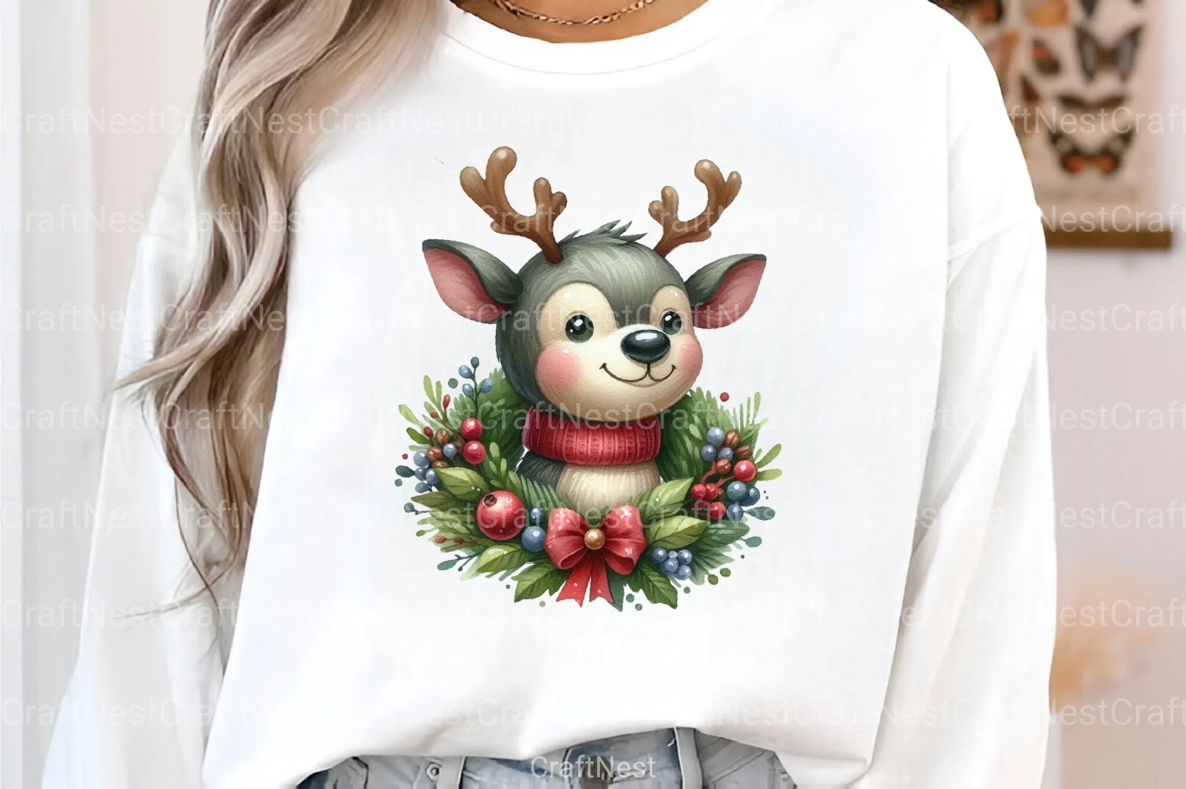 Cute Christmas Reindeer Clipart Bundle 2 - CraftNest - Digital Crafting and Art