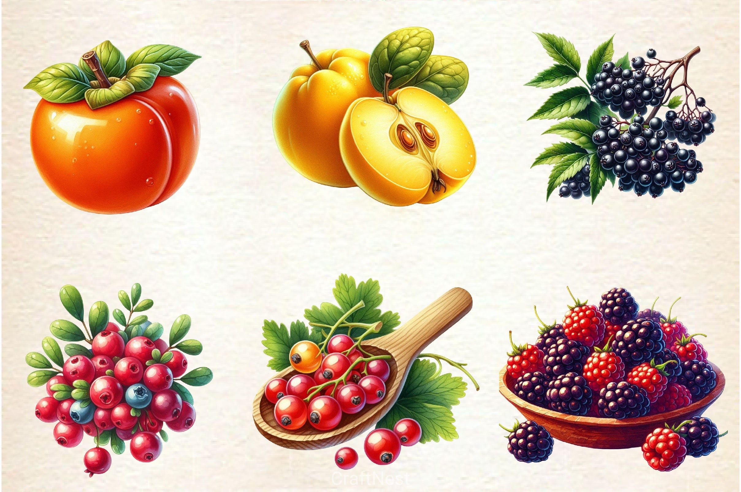 Autumn Fruits Clipart Bundle 4 - CraftNest - Digital Crafting and Art