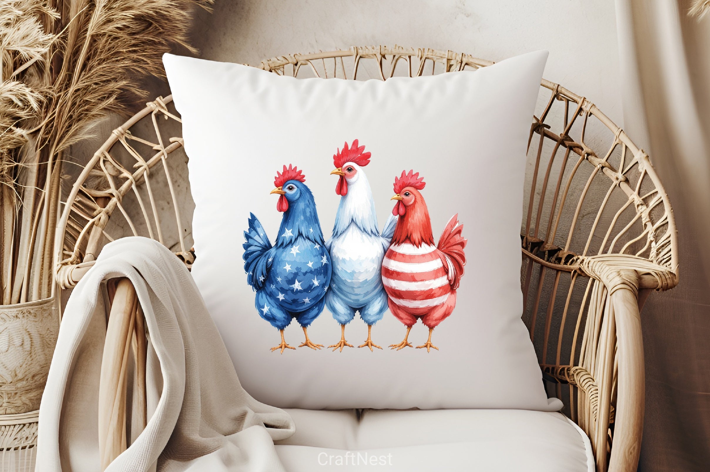 Patriotic USA Chicken Clipart Bundle - CraftNest - Digital Crafting and Art