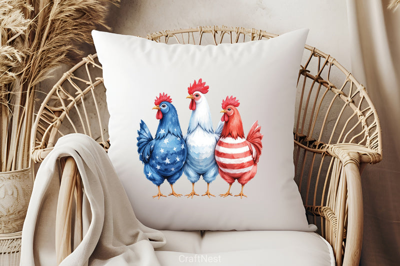 Patriotic USA Chicken Clipart Bundle - CraftNest - Digital Crafting and Art