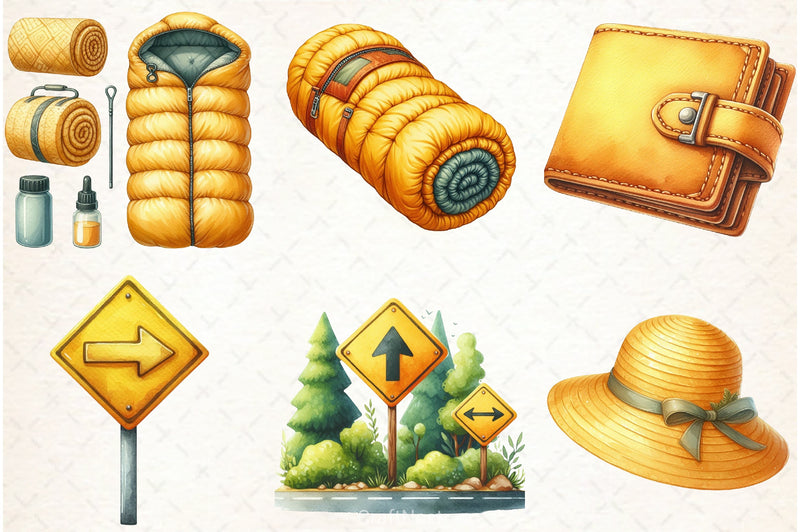 Cute Yellow Travel Clipart Bundle 1 - CraftNest - Digital Crafting and Art