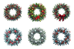 Grandmillennial Christmas Wreath Clipart Bundle for Commercial Use - CraftNest - Digital Crafting and Art