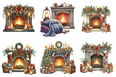 Cozy Christmas Fireplace Decoration Clipart Bundle - CraftNest - Digital Crafting and Art