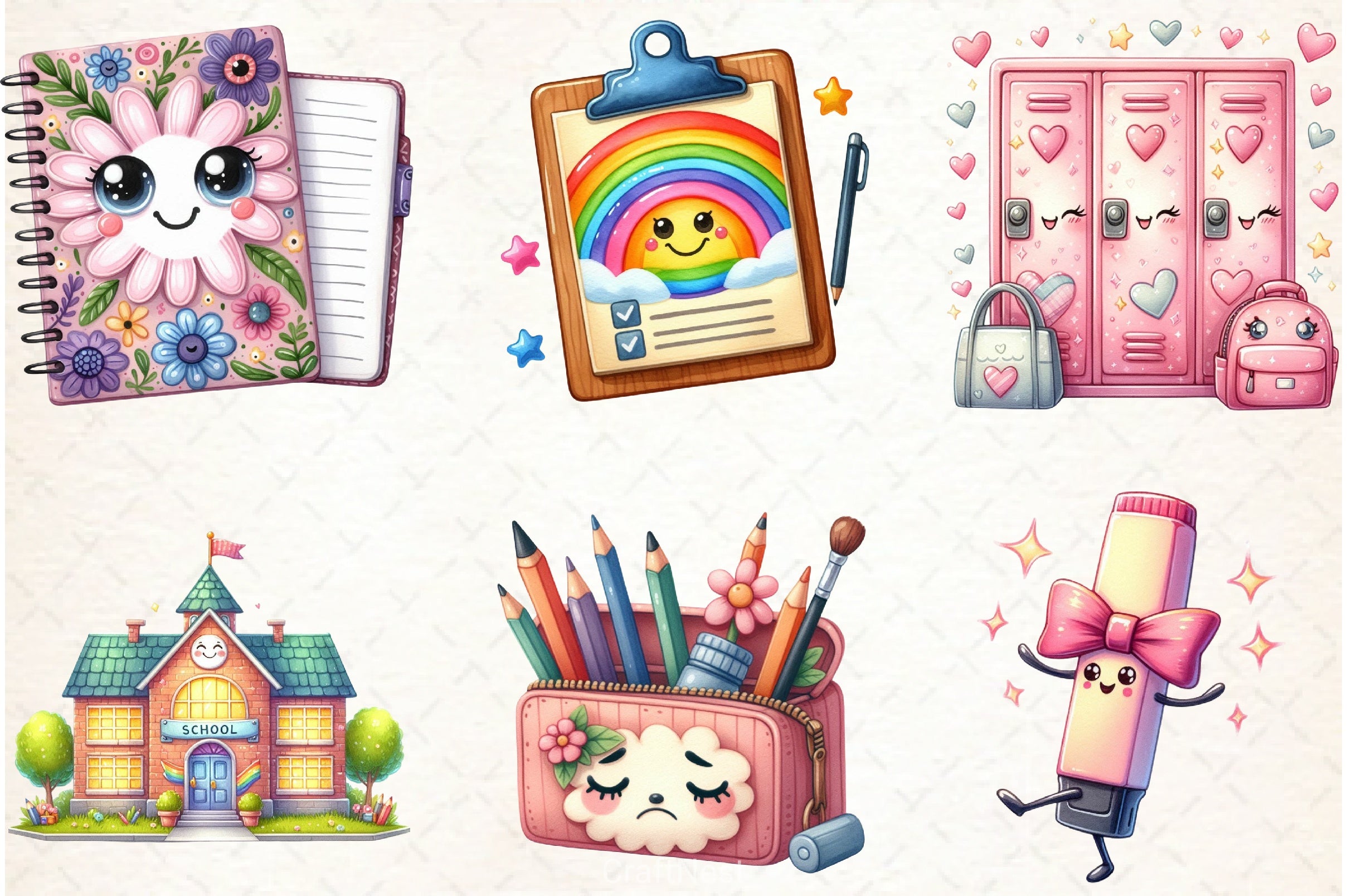 Kawaii School Clipart Bundle 5 - CraftNest - Digital Crafting and Art