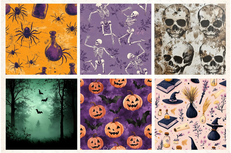 Halloween Digital Papers Set - CraftNest - Digital Crafting and Art
