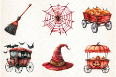 Vintage Red Halloween Clipart Bundle - CraftNest - Digital Crafting and Art