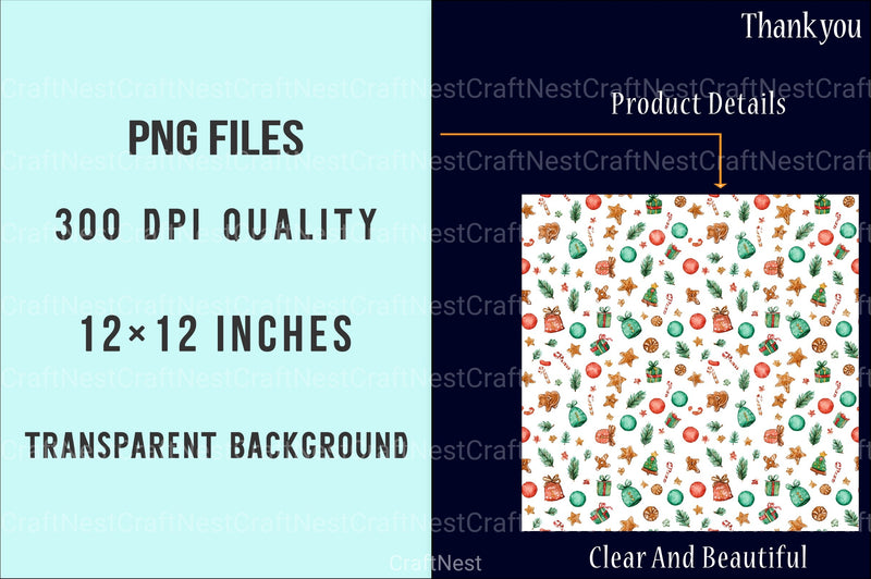 Christmas Seamless Pattern Background Digital Paper - CraftNest - Digital Crafting and Art