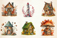 Whimsical Autumn House Clipart Bundle 2 - CraftNest - Digital Crafting and Art