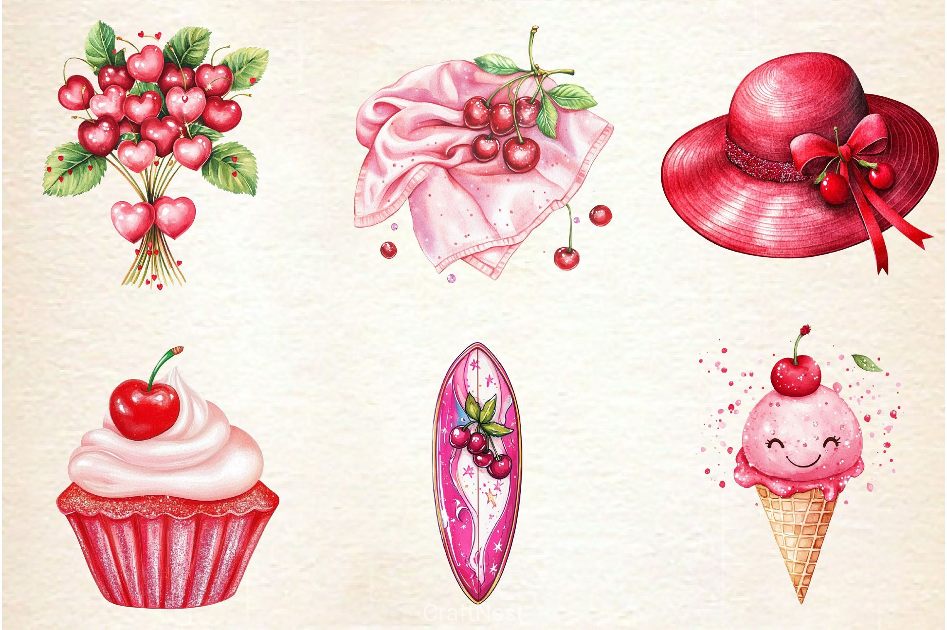 Cherry Red Magical Summer Clipart Bundle 2 - CraftNest - Digital Crafting and Art
