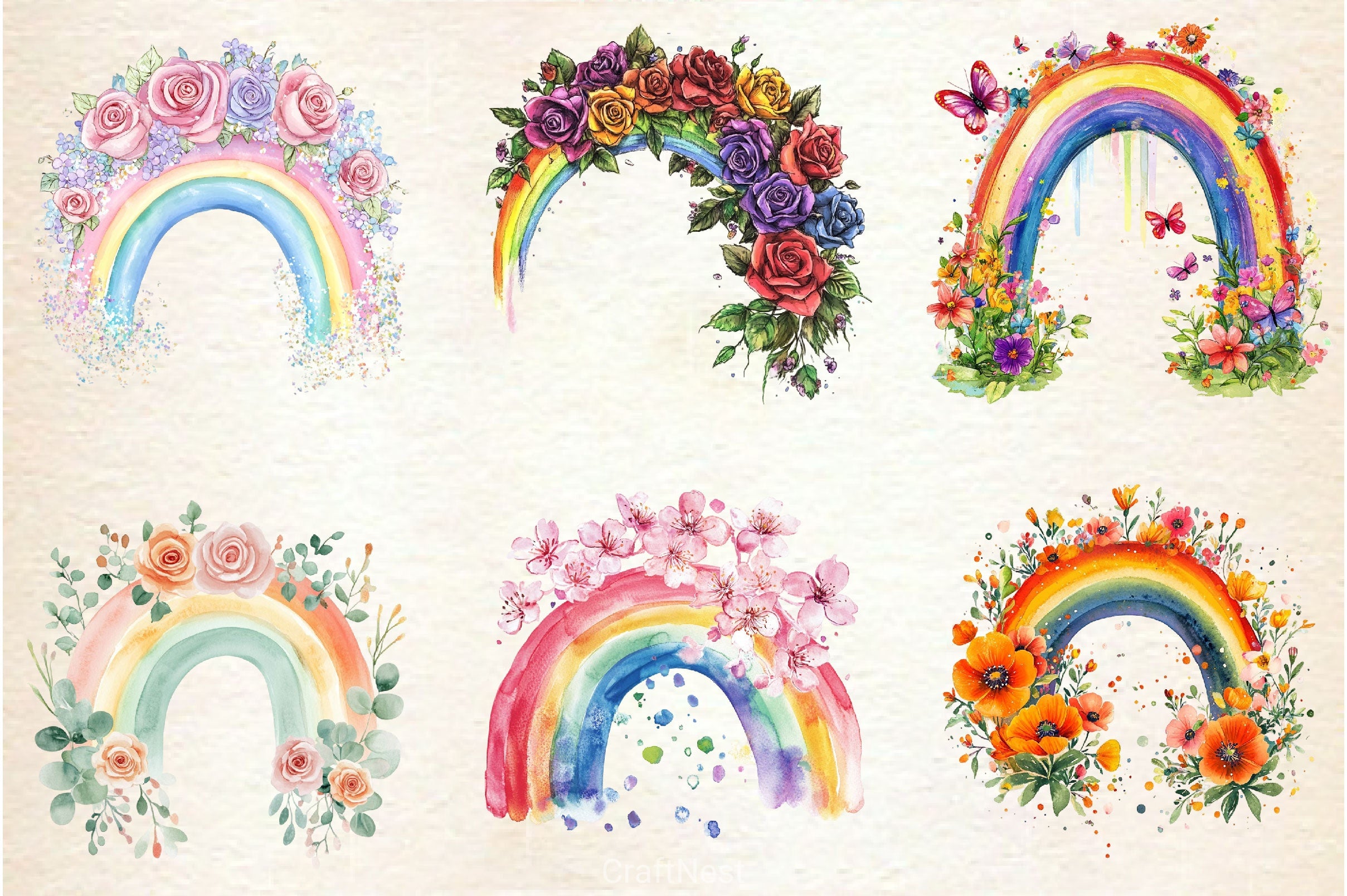 Floral Spring Rainbow Clipart Bundle 2 - CraftNest - Digital Crafting and Art
