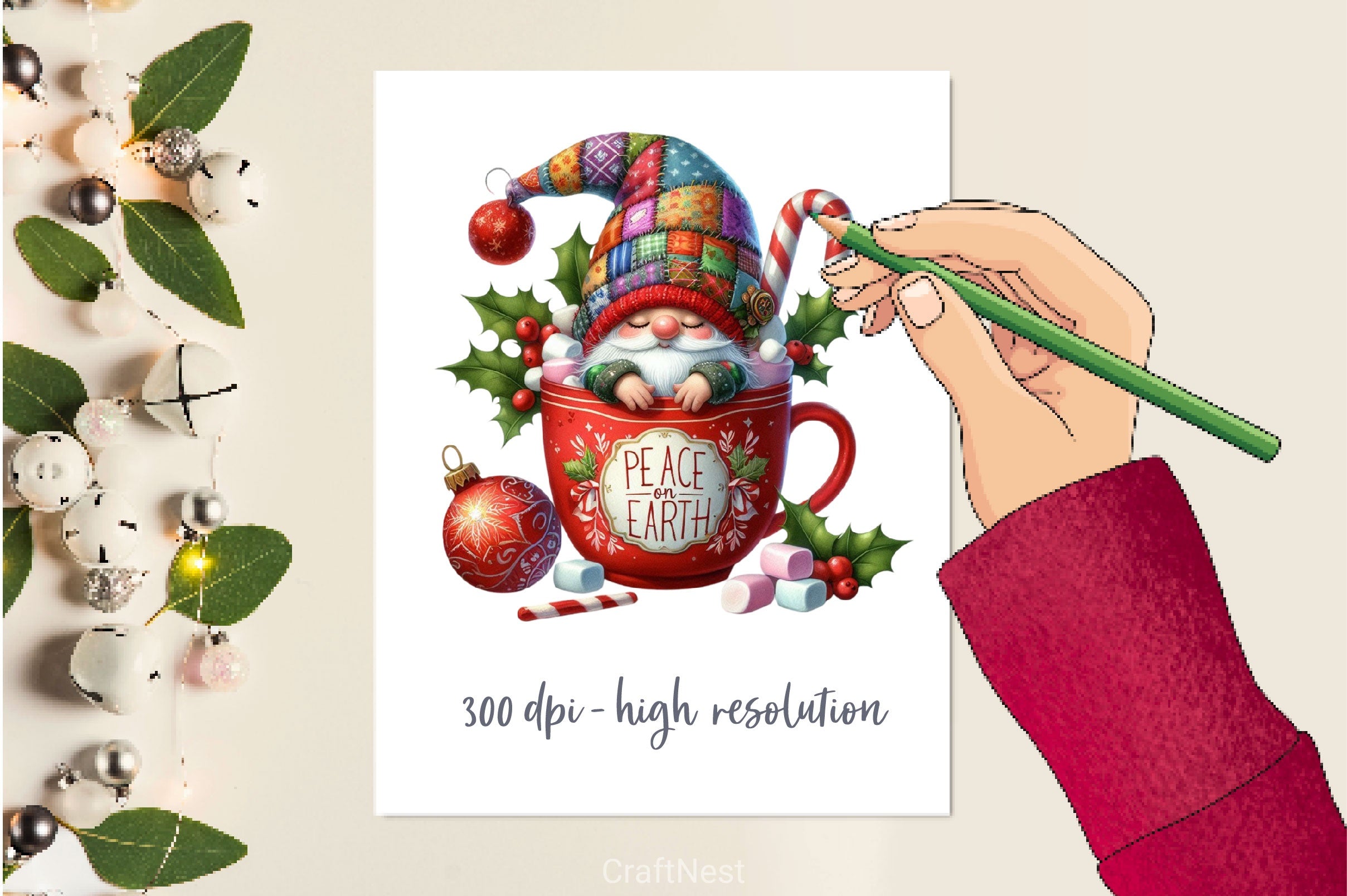 Holiday Christmas Coffee Gnome Clipart Bundle - CraftNest - Digital Crafting and Art
