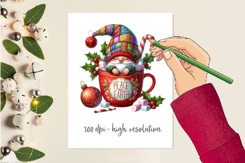 Holiday Christmas Coffee Gnome Clipart Bundle - CraftNest - Digital Crafting and Art