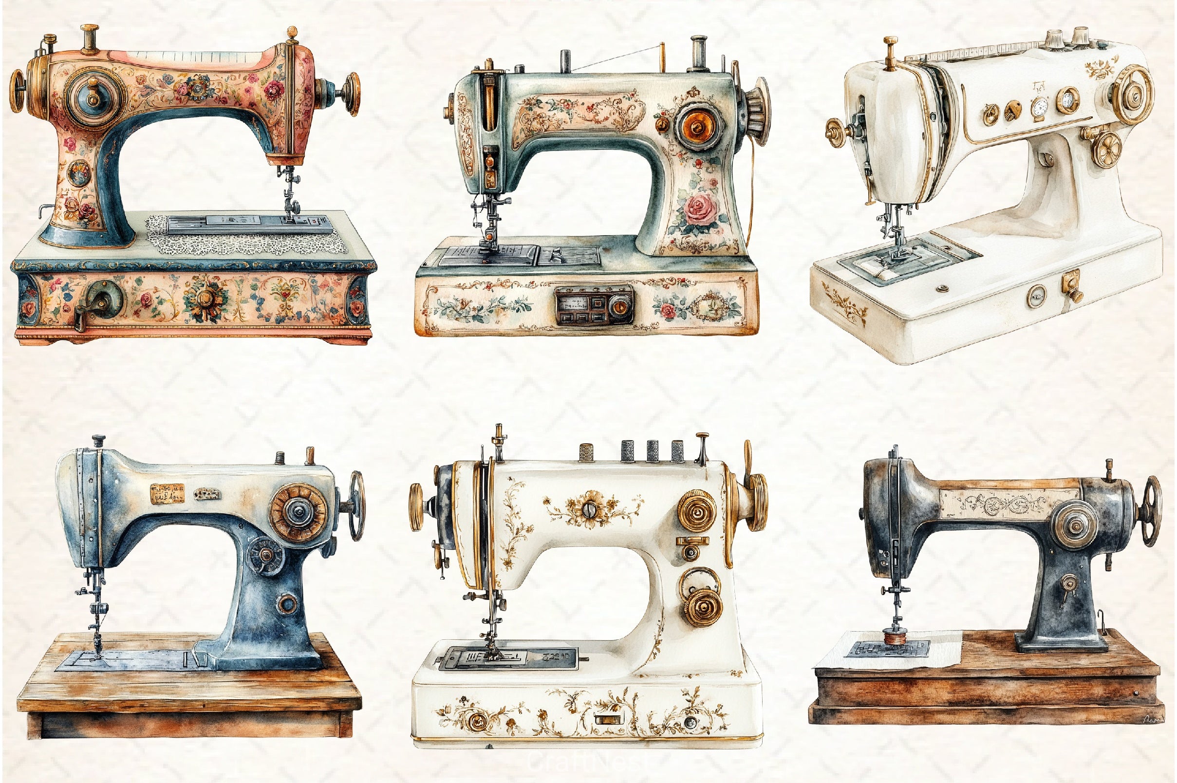 Vintage Sewing Machine Clipart Bundle - CraftNest - Digital Crafting and Art