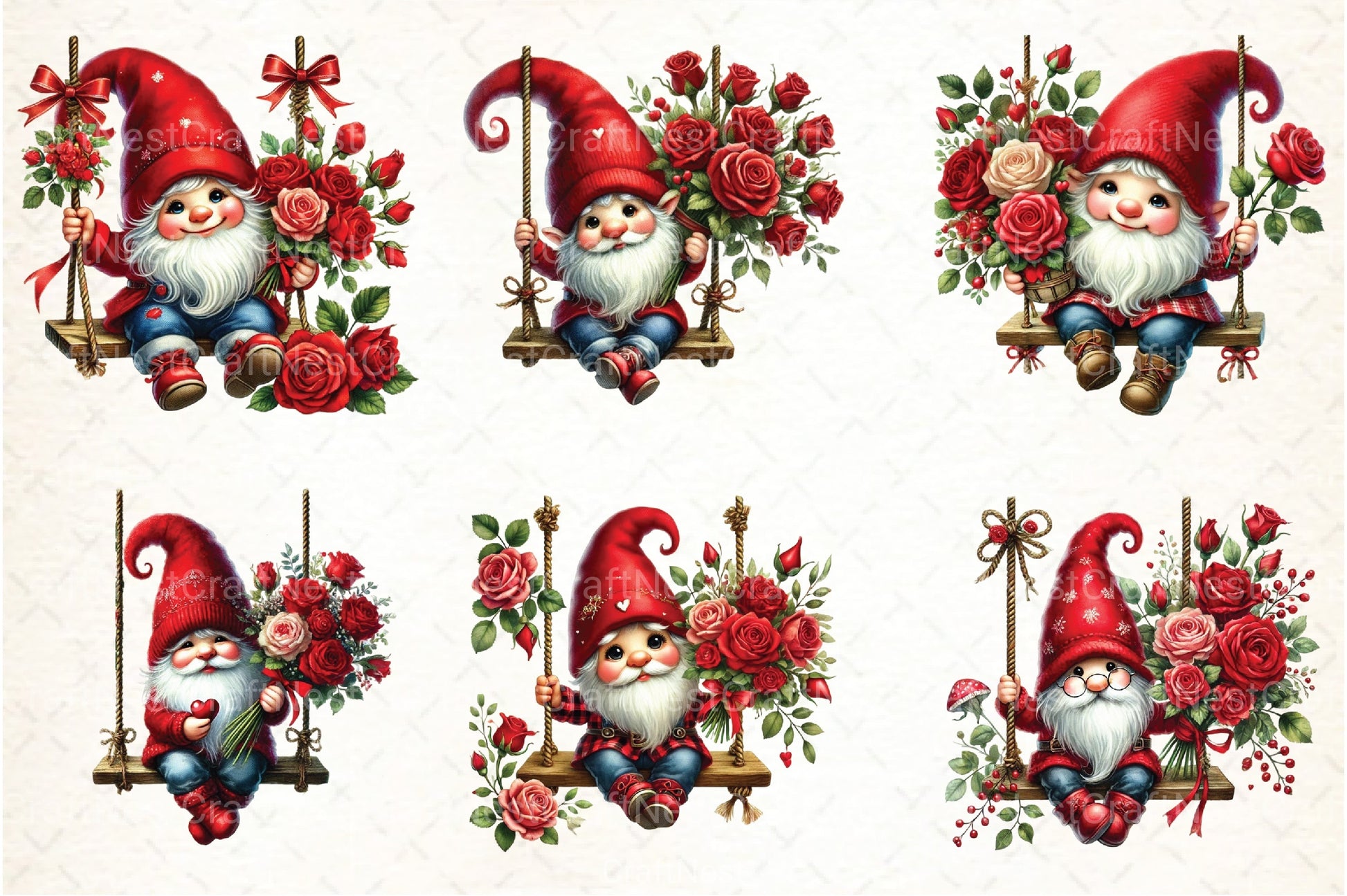 Valentine's Gnome Swing Clipart Bundle - CraftNest - Digital Crafting and Art