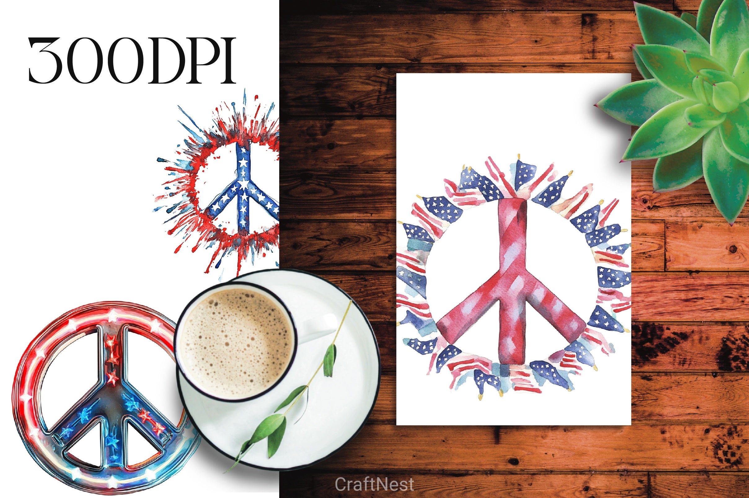 4th of July Peace Sign Clipart Bundle - CraftNest - Digital Crafting and Art