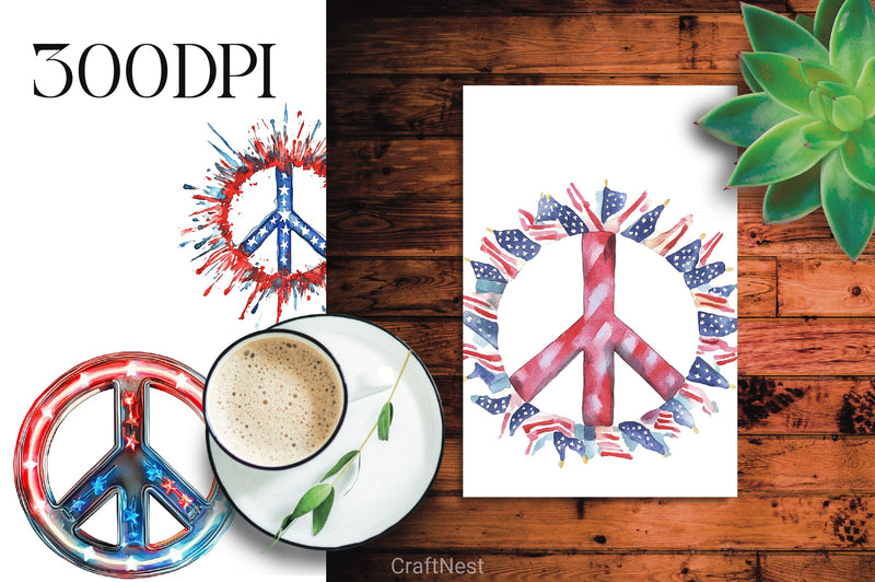 4th of July Peace Sign Clipart Bundle - CraftNest - Digital Crafting and Art