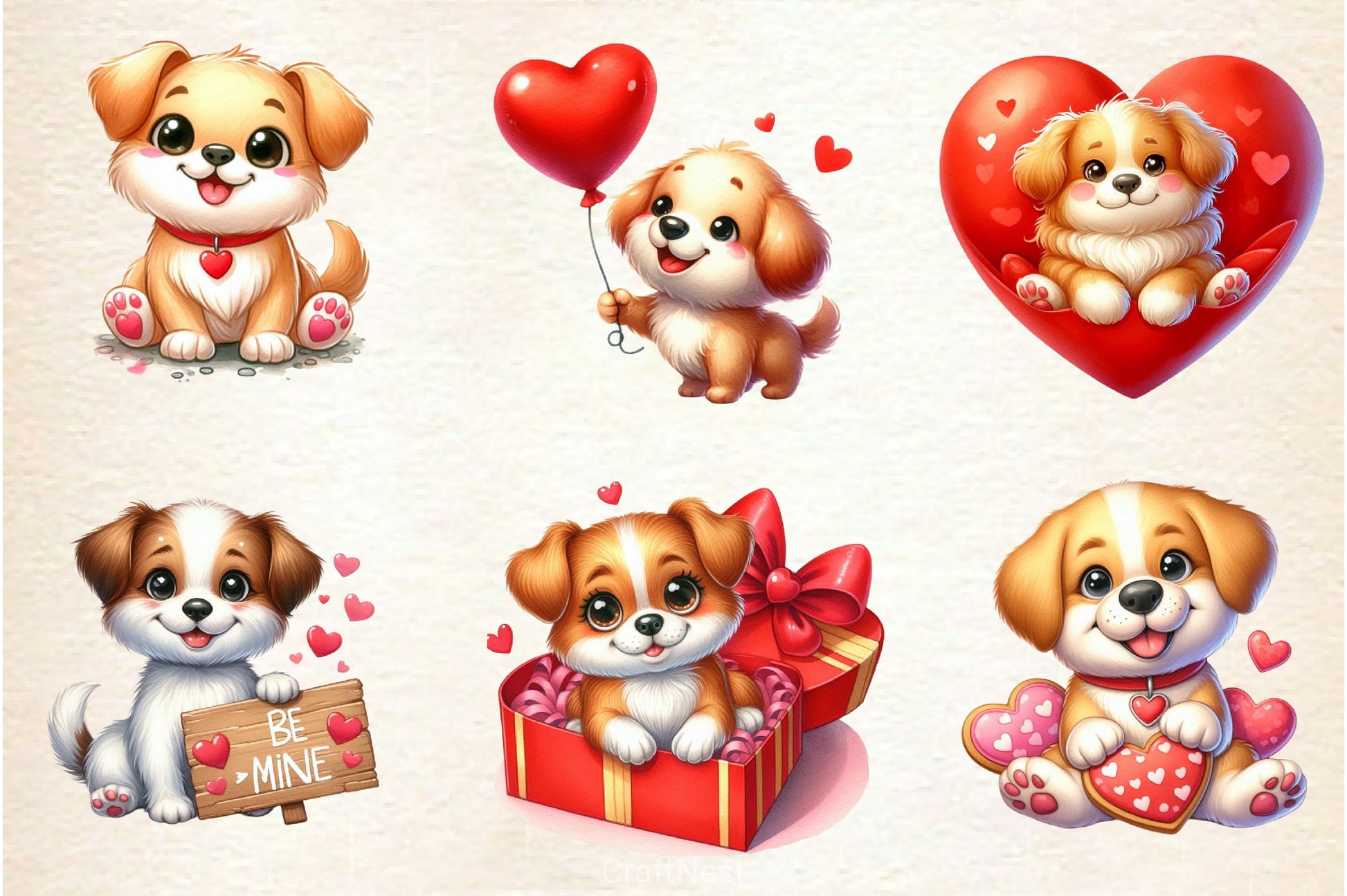 Valentine Dog Clipart Bundle 4 - CraftNest - Digital Crafting and Art