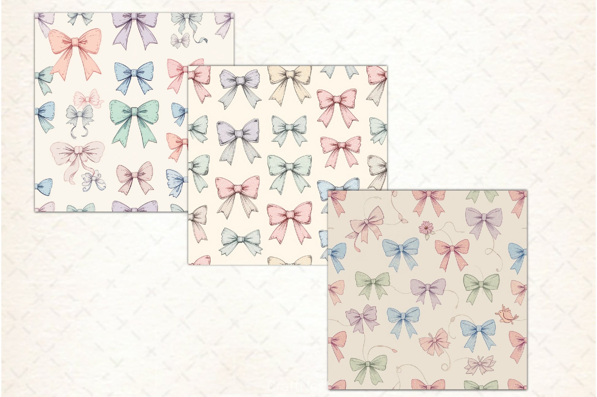 Pastel Coquette Bows Pattern Paper - CraftNest - Digital Crafting and Art