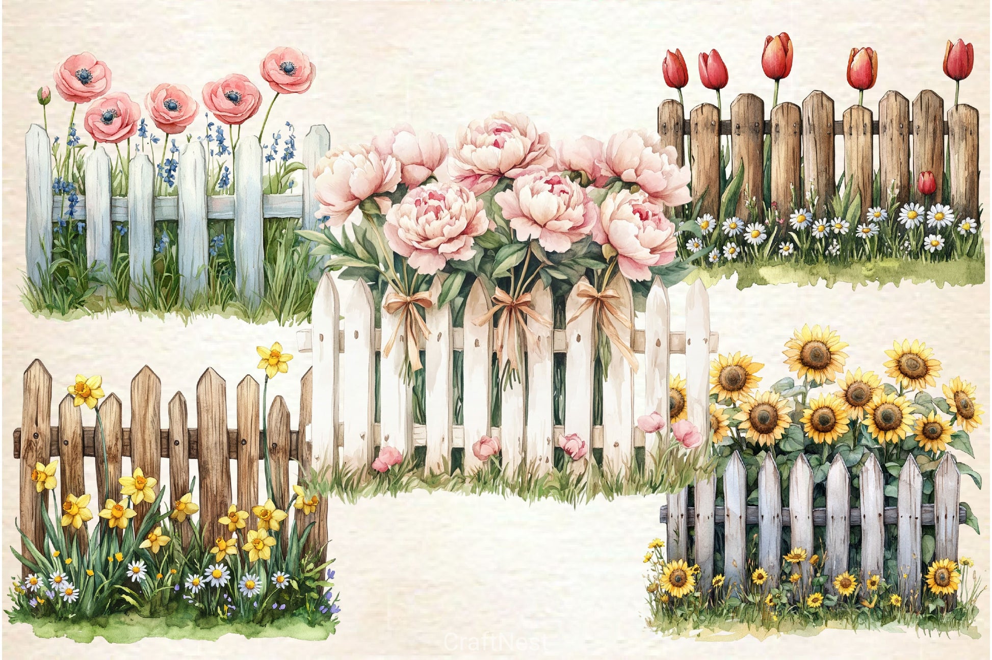Spring Flower Fence Clipart Bundle 2 - CraftNest - Digital Crafting and Art