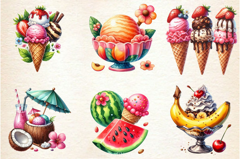 Summer Ice Cream Clipart Bundle 8 - CraftNest - Digital Crafting and Art