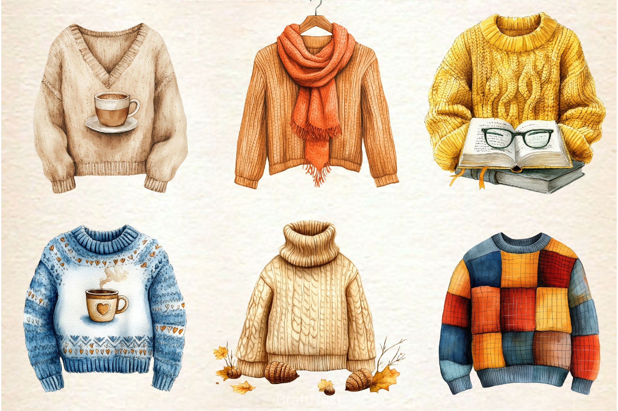 Sweater Weather Fall Clipart Bundle - CraftNest - Digital Crafting and Art
