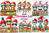 Christmas Cat On Fence Clipart Bundle 2