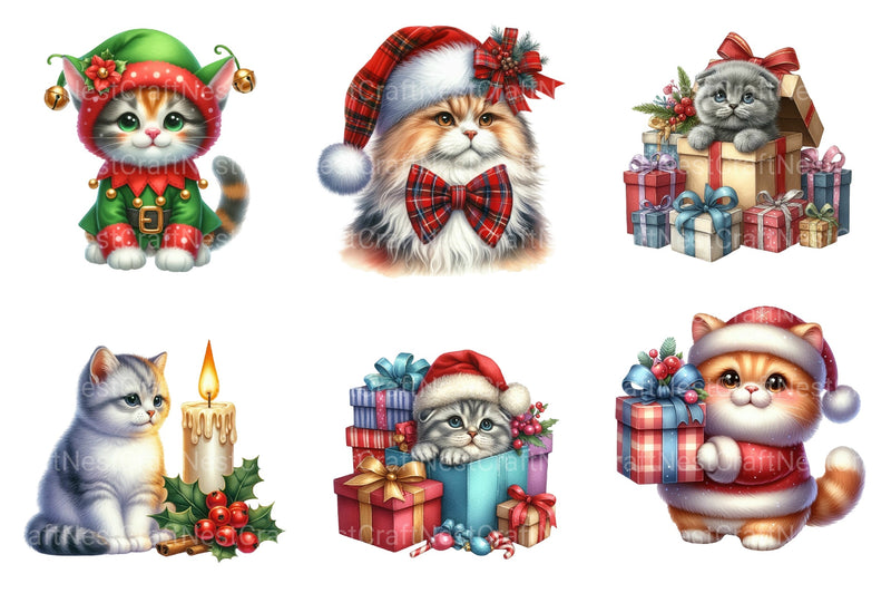 Christmas Scottish Cat Clipart Bundle - CraftNest - Digital Crafting and Art