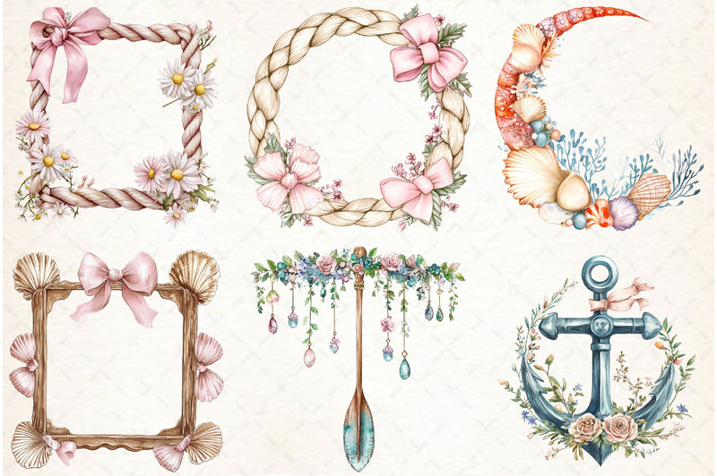 Coquette Coastal Fisherman Clipart Bundle - CraftNest - Digital Crafting and Art