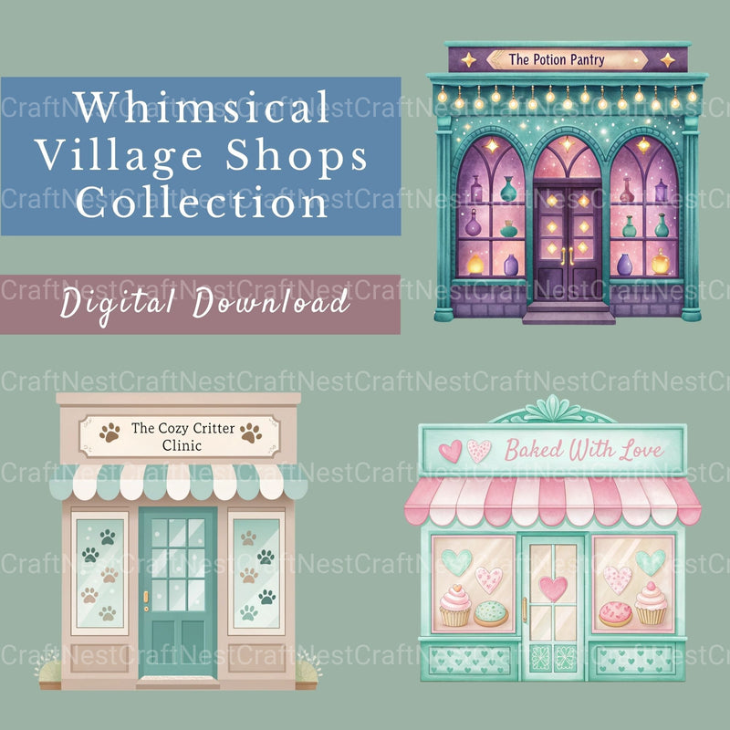 Village Shops Clipart Bundle - CraftNest - Digital Crafting and Art