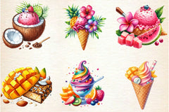 Tropical Ice Cream & Sorbets Clipart Bundle - CraftNest - Digital Crafting and Art