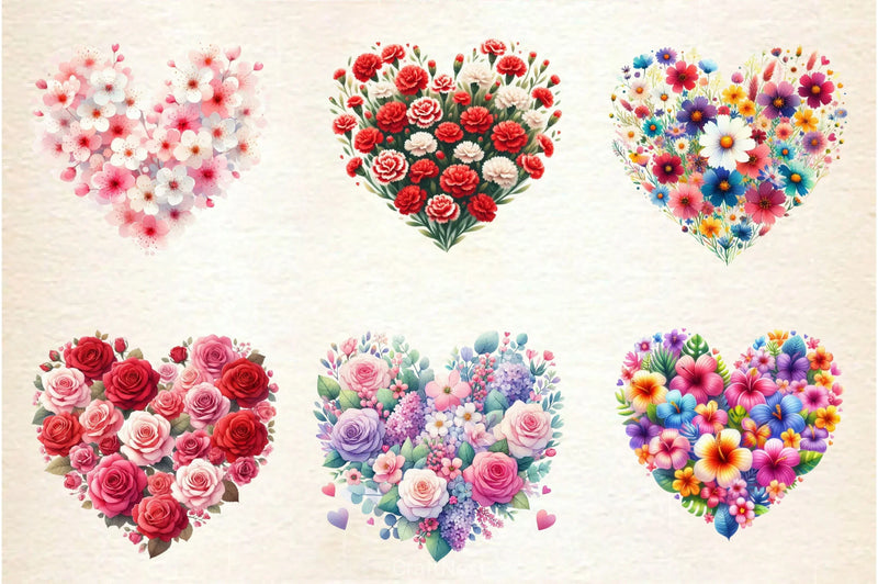Flower Hearts Valentine Day Clipart Bundle - CraftNest - Digital Crafting and Art