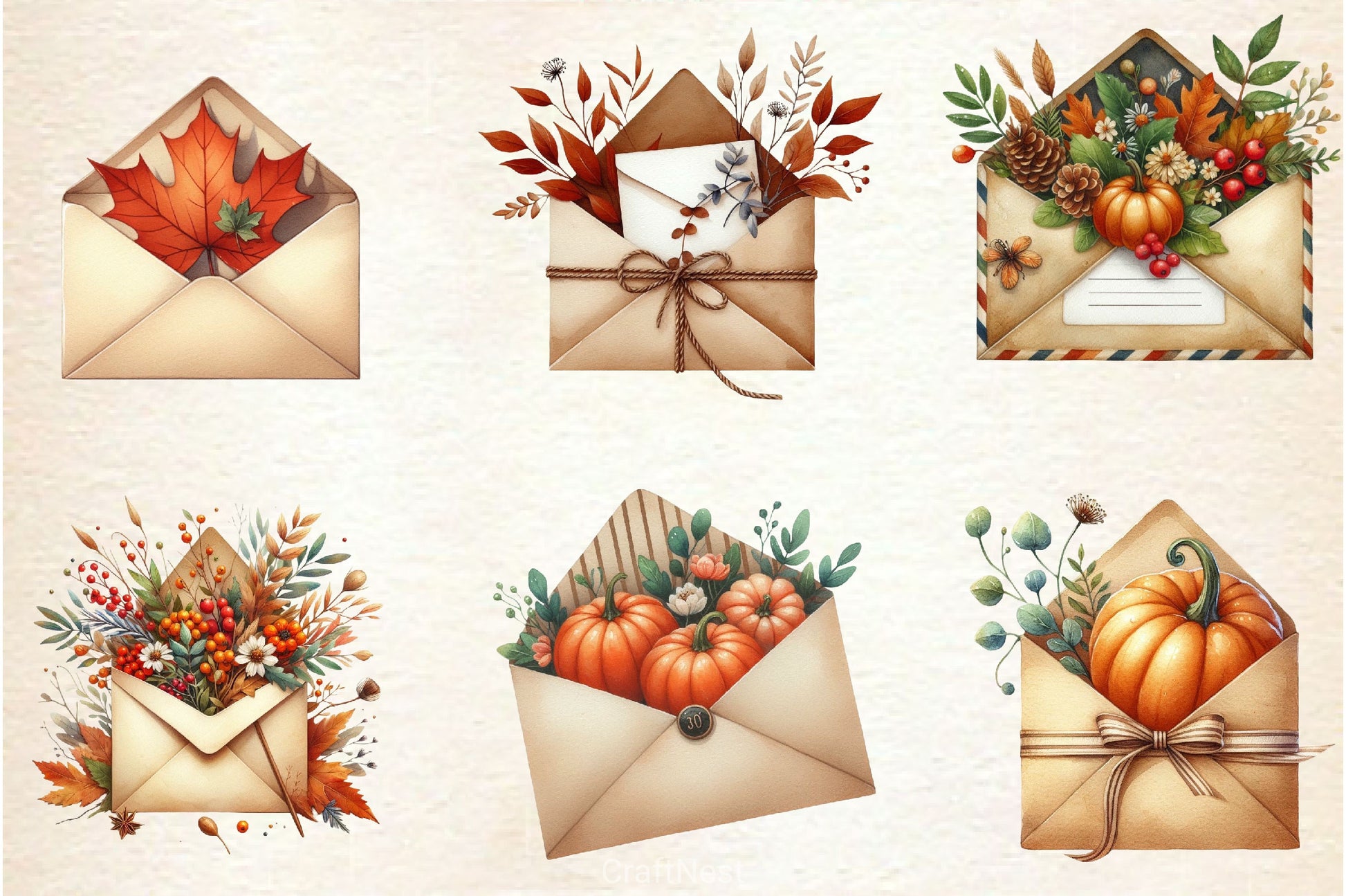 Autumn Envelope Clipart Bundle - CraftNest - Digital Crafting and Art