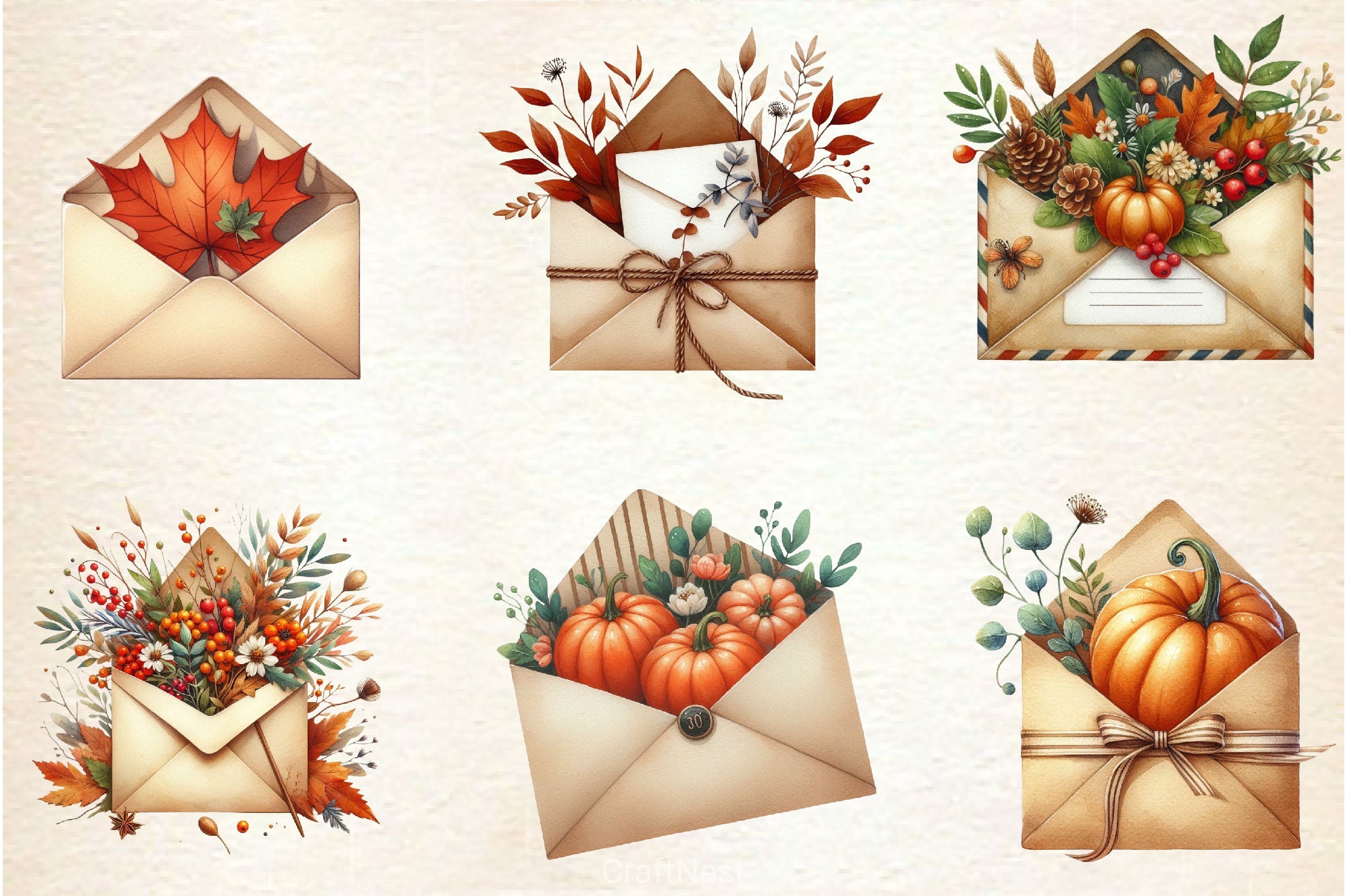 Autumn Envelope Clipart Bundle - CraftNest - Digital Crafting and Art