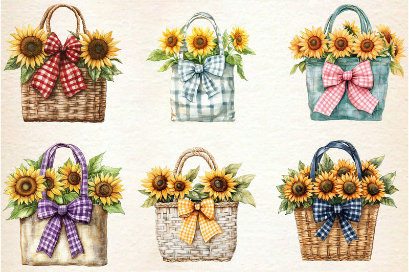 Summer Sunflower With Tote Bag Clipart Bundle - CraftNest - Digital Crafting and Art