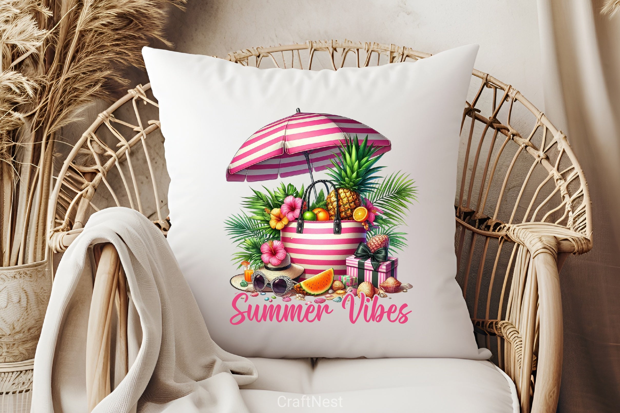 Summer Vibes Striped Beach Bag Clipart Bundle 4 - CraftNest - Digital Crafting and Art