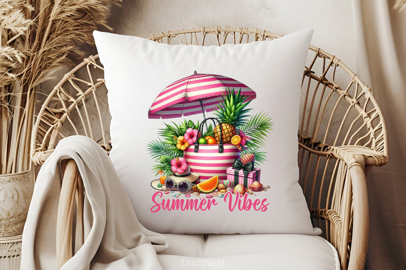 Summer Vibes Striped Beach Bag Clipart Bundle 4 - CraftNest - Digital Crafting and Art