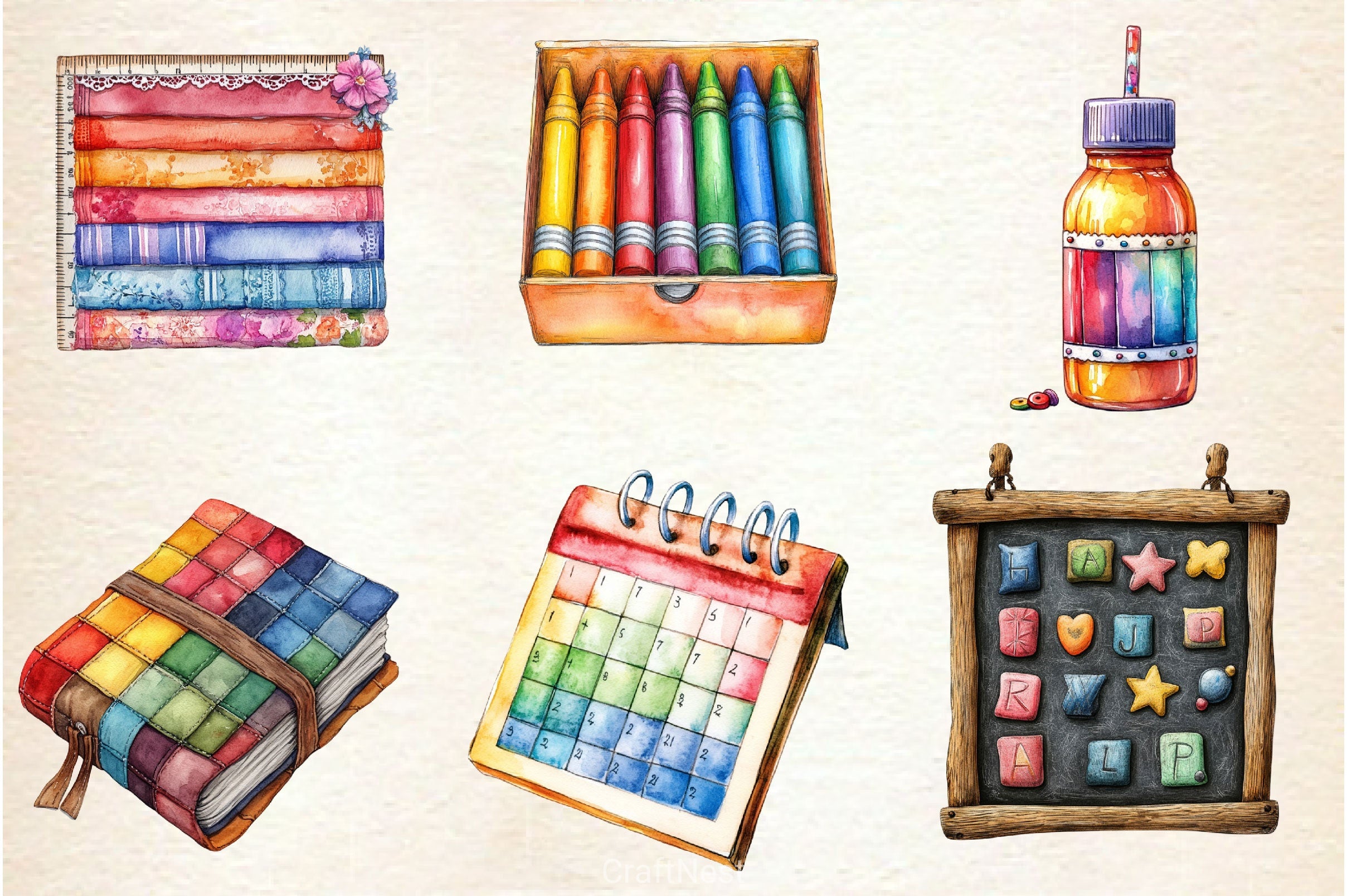 Patchwork Back To School Clipart Bundle - CraftNest - Digital Crafting and Art