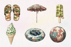 Camouflage Summer Elements Clipart Bundle - CraftNest - Digital Crafting and Art