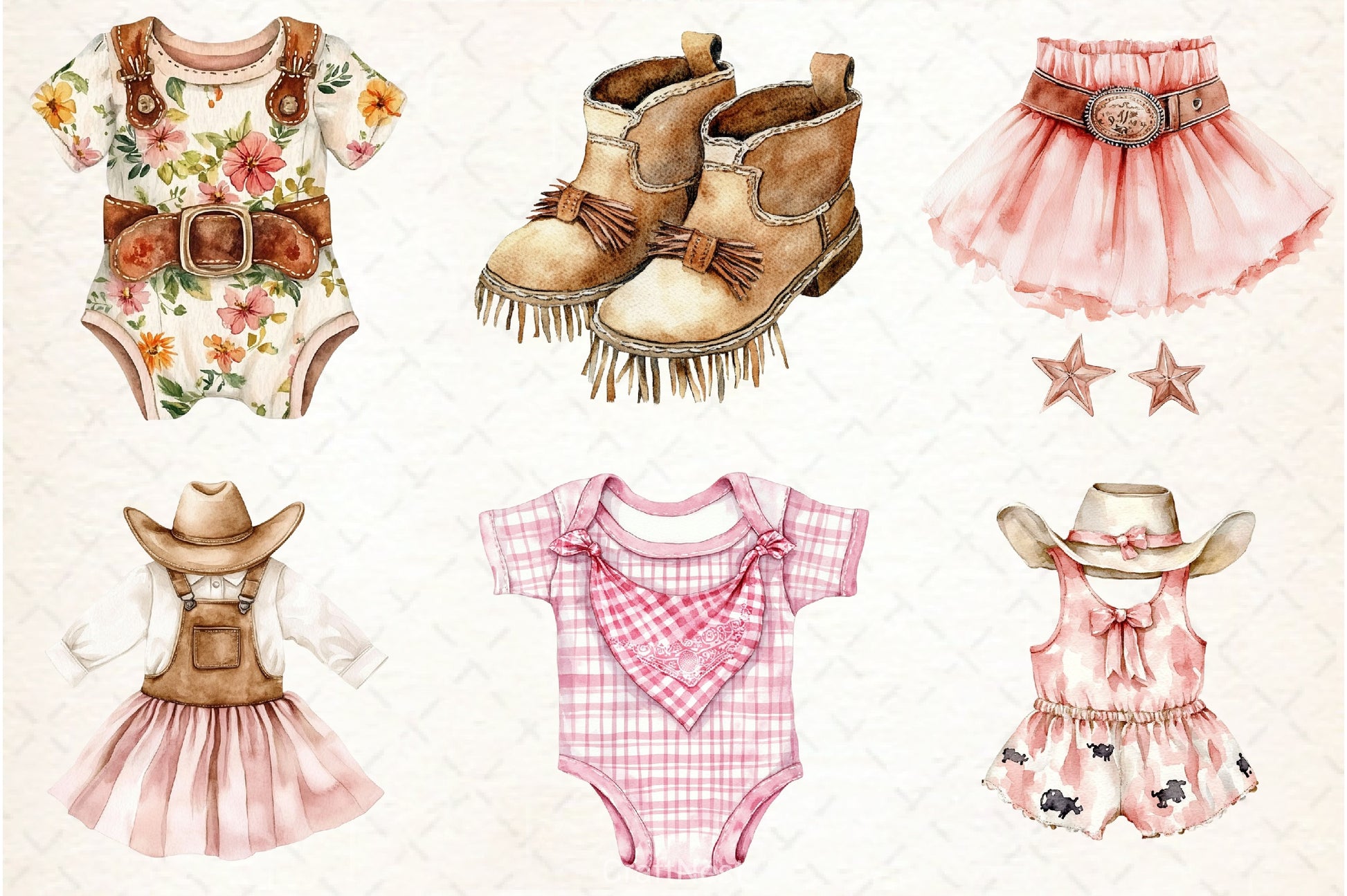 Cowgirl Baby Clothes Clipart Bundle - CraftNest - Digital Crafting and Art