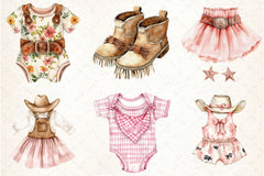 Cowgirl Baby Clothes Clipart Bundle - CraftNest - Digital Crafting and Art