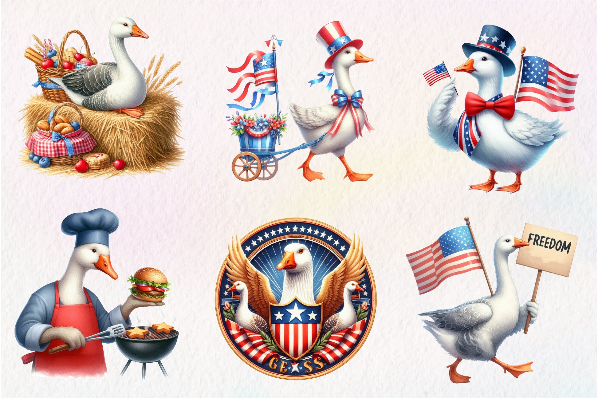 4th Of July Goose Clipart Bundle - CraftNest - Digital Crafting and Art