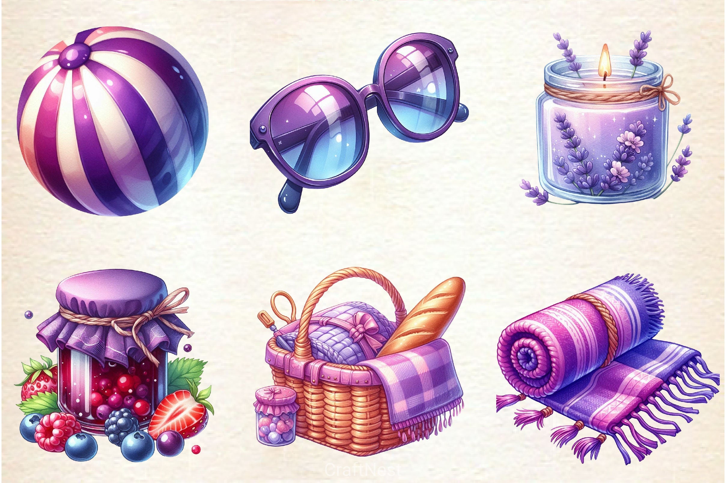 Purple Summer Clipart Bundle 4 - CraftNest - Digital Crafting and Art