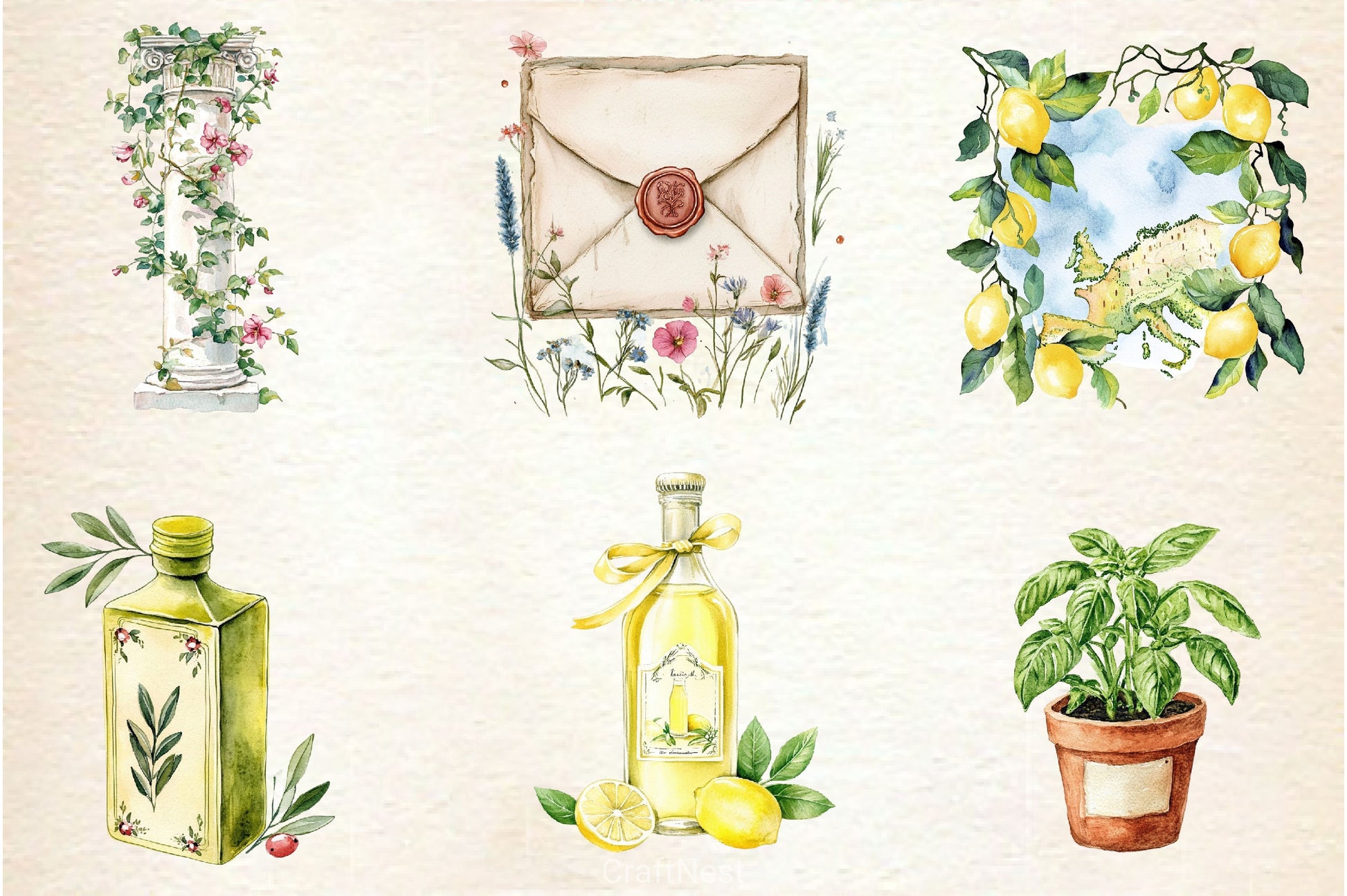 Antique Italian Summer Clipart Bundle 2 - CraftNest - Digital Crafting and Art