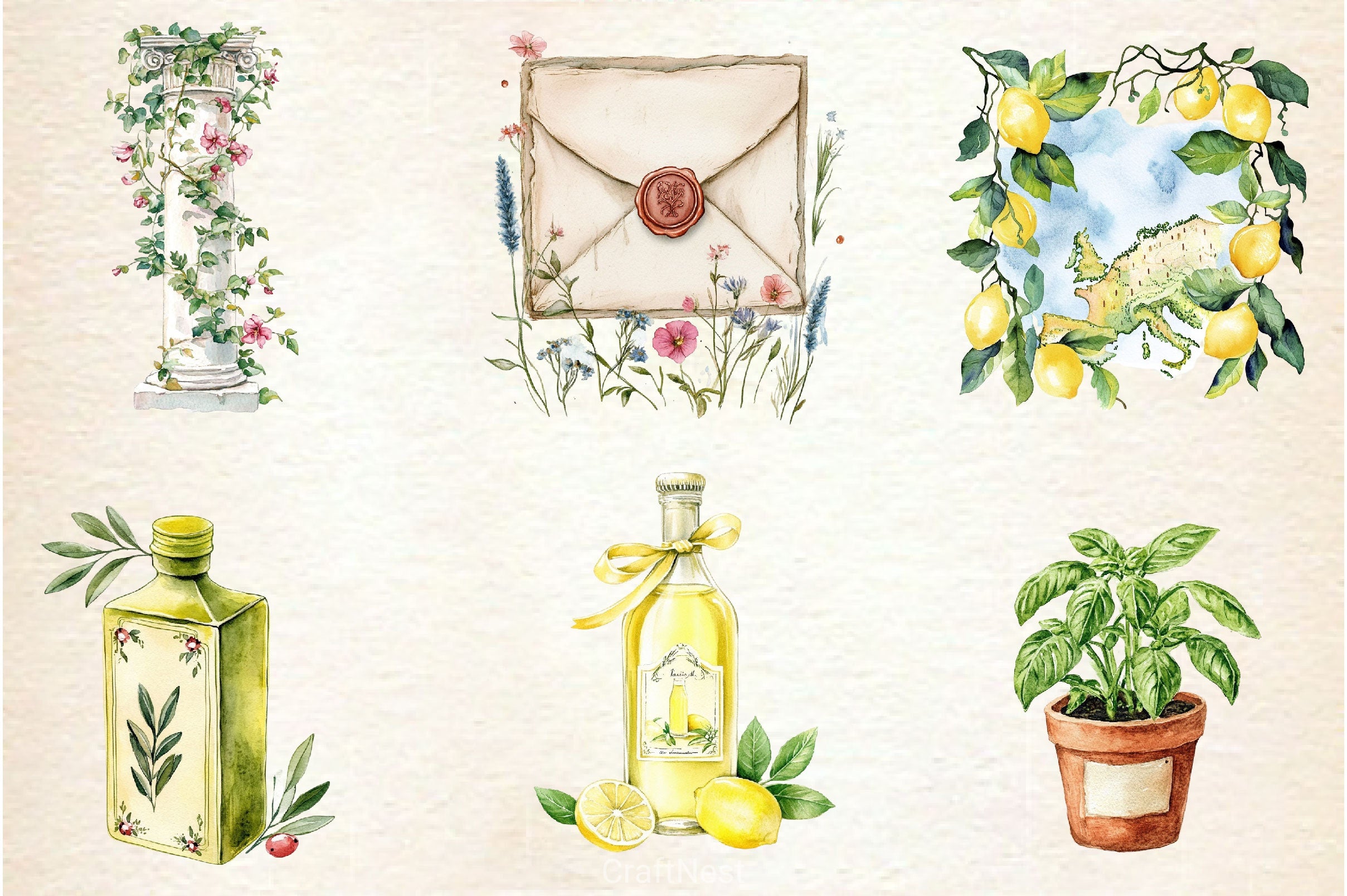 Antique Italian Summer Clipart Bundle 2 - CraftNest - Digital Crafting and Art