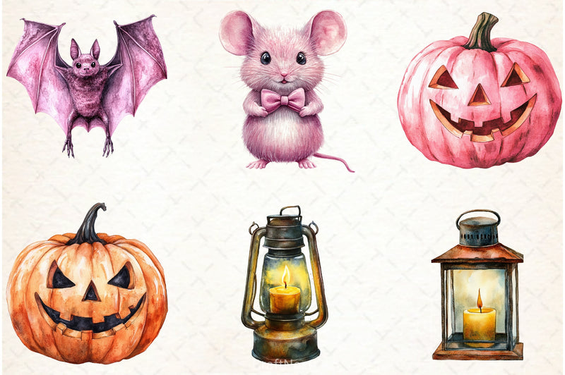 Cute Girly Halloween Clipart Bundle - CraftNest - Digital Crafting and Art