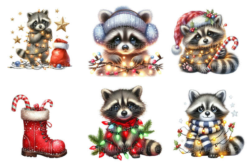 Christmas Raccoon Baby Animal Clipart Bundle - CraftNest - Digital Crafting and Art