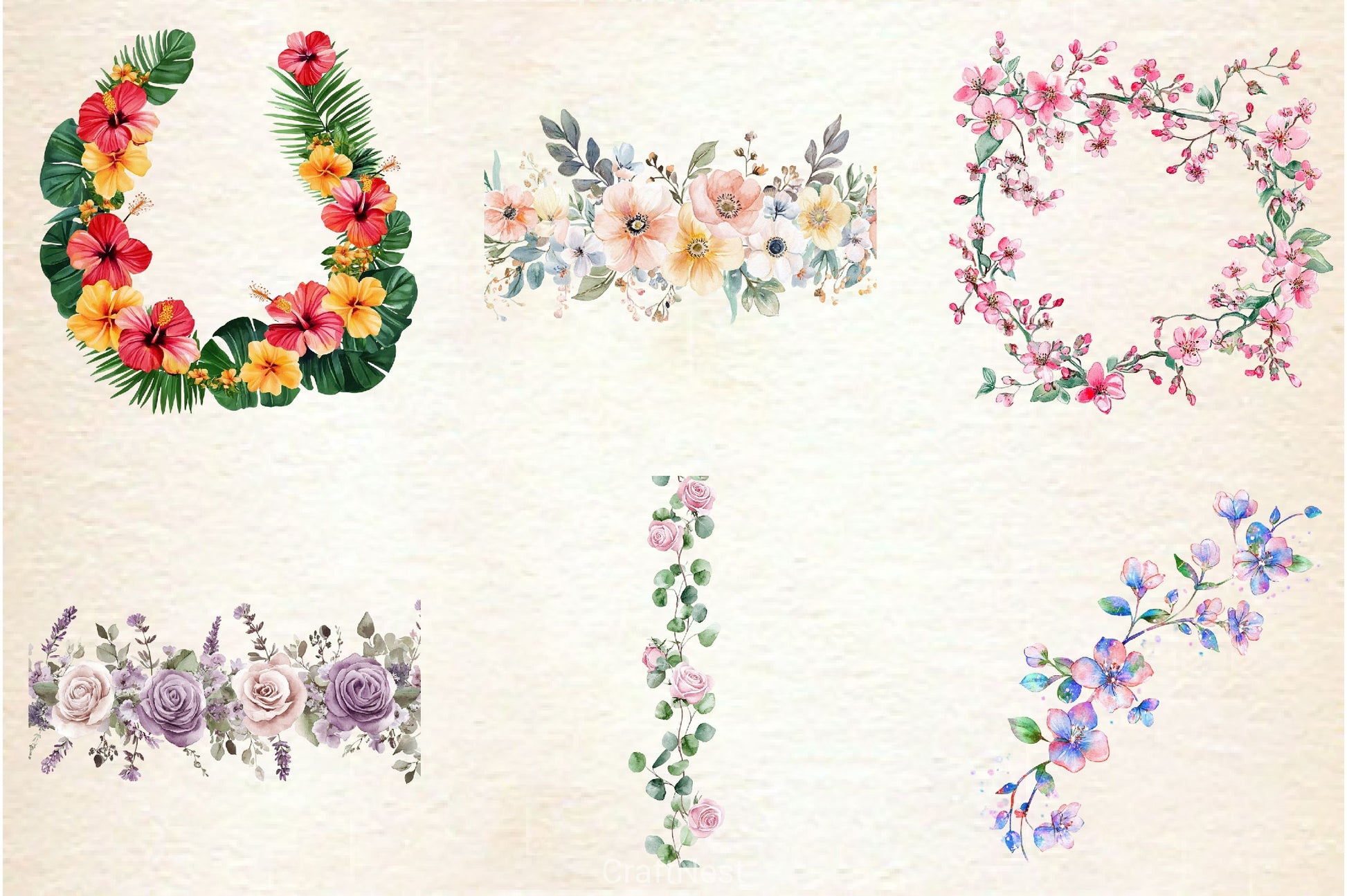 Flower Garland Clipart Bundle - CraftNest - Digital Crafting and Art
